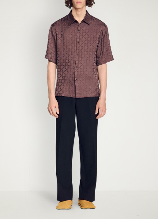 Sandro Square Cross loose-fit shirt - detail 5 chocolate / bruin