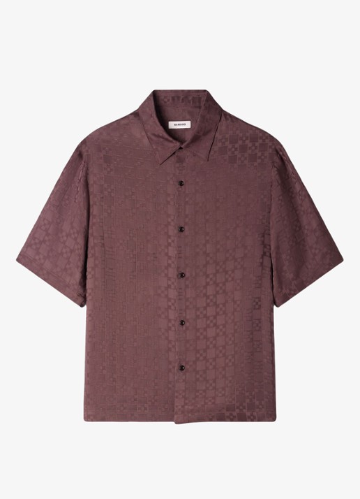 Sandro Square Cross loose-fit shirt - voorkant 10 chocolate / bruin