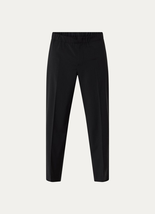 Sandro Straight fit pantalon in wolblend met steekzakken - voorkant 3 zwart