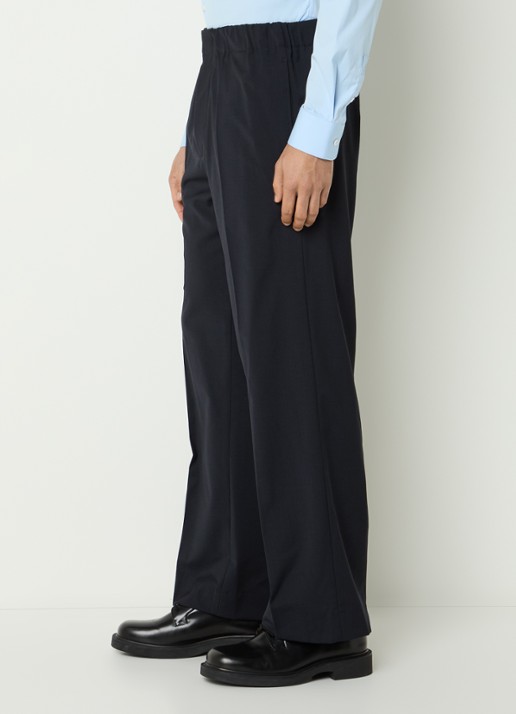 Sandro Straight fit pantalon in wolblend met steekzakken - detail 3 donkerblauw