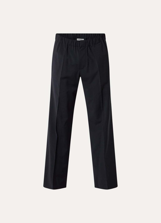 Sandro Straight fit pantalon in wolblend met steekzakken - voorkant 4 donkerblauw