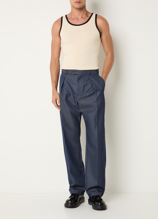 Sandro Straight fit pantalon in wolblend met steekzakken - voorkant 3 indigo