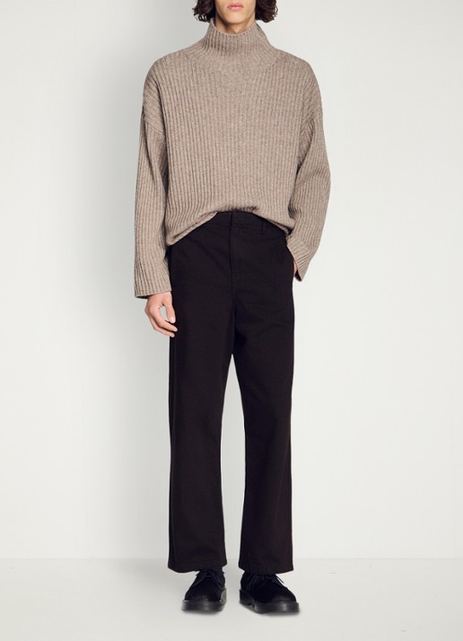 Sandro Straight fit pantalon met steekzakken - detail 3 chocoladebruin