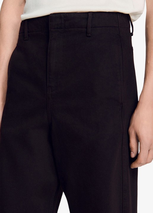 Sandro Straight fit pantalon met steekzakken - detail 4 chocoladebruin