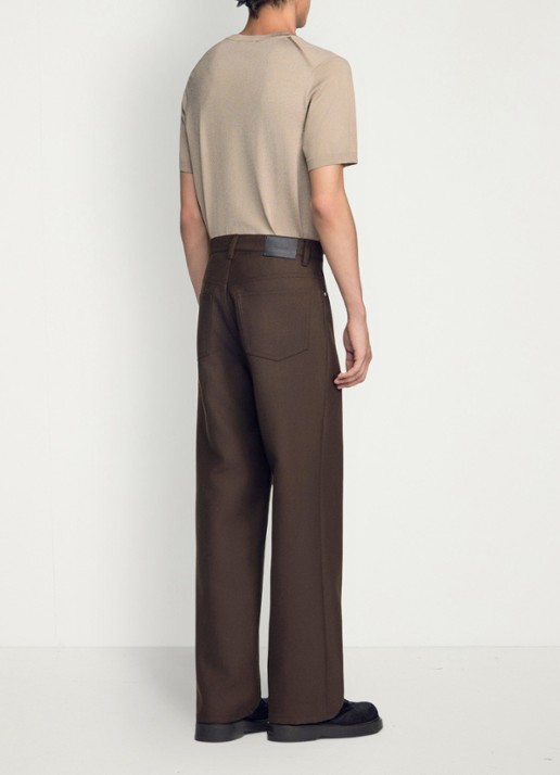 Sandro Straight fit pantalon met steekzakken - achterkant 6 taupe