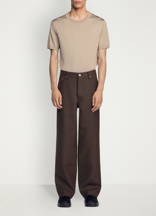 Sandro Straight fit pantalon met steekzakken - voorkant 2 taupe