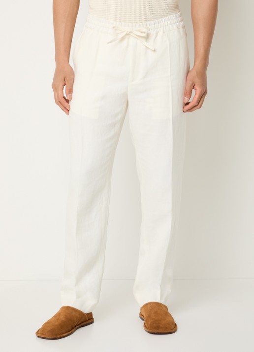 Sandro Straight fit pantalon van linnen met steekzakken