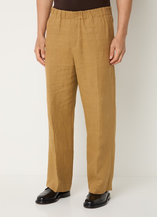 Sandro Straight fit pantalon van linnen met steekzakken