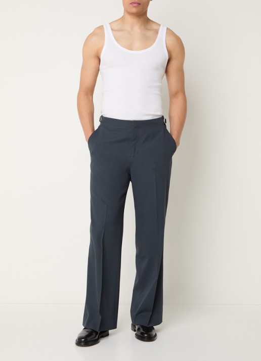 Sandro Straight fit pantalon van scheerwol met steekzakken - voorkant 4 antraciet