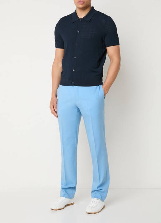 Sandro Straight fit pantalon van wol met steekzakken - voorkant 2 lichtblauw