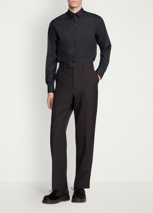 Sandro Straight fit pantalon van wol - detail 2 chocoladebruin