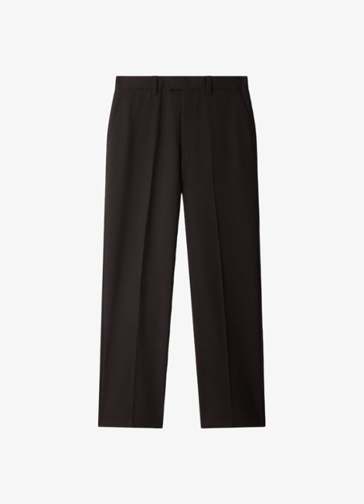 Sandro Straight fit pantalon van wol - voorkant 4 chocoladebruin