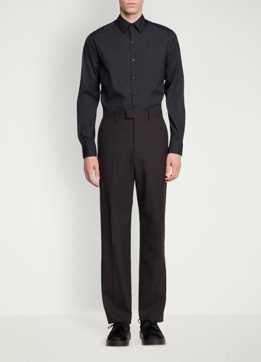 Sandro Straight fit pantalon van wol - voorkant 5 chocoladebruin