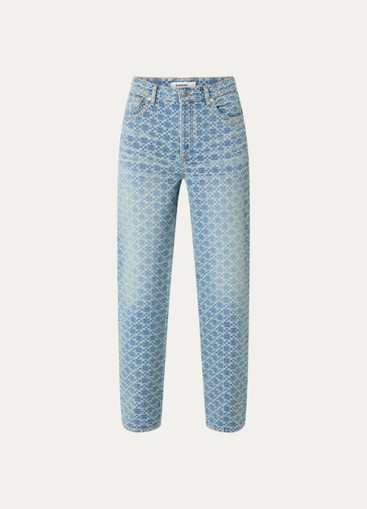 Sandro Straight leg jeans met steekzakken en print - voorkant 2 indigo