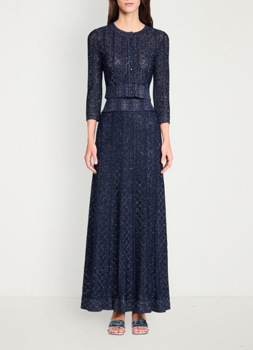 Sandro Strass knit cropped cardigan - detail 7 navy blue / blauw