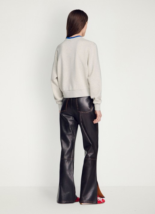 Sandro Sweater met gemêleerd dessin en logo - achterkant lichtgrijs