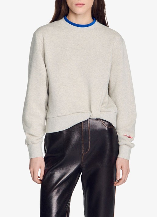 Sandro Sweater met gemêleerd dessin en logo