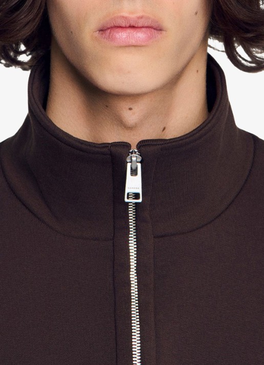 Sandro Sweater met halve rits - detail 3 bruin