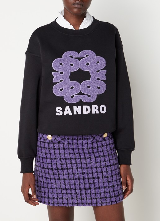 Sandro Sweater met logoborduring - detail zwart