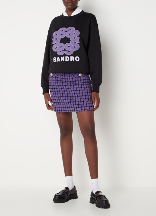 Sandro Sweater met logoborduring - voorkant 4 zwart