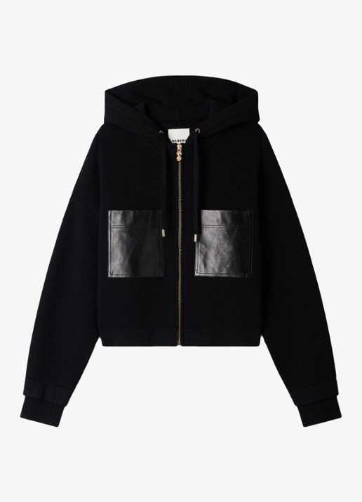 Sandro Sweatvest met details van leer