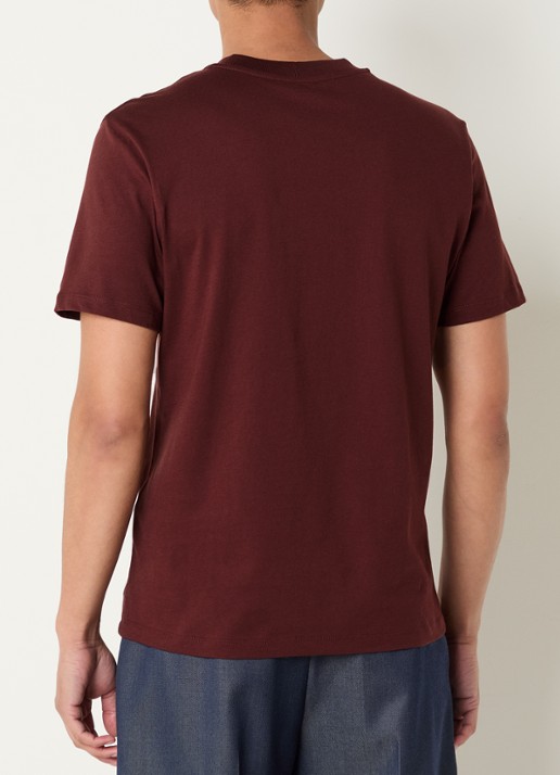 Sandro T-shirt met bloemborduring - achterkant kastanjebruin