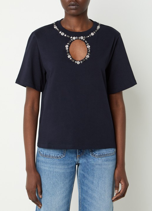 Sandro T-shirt met cut-out detail en strass