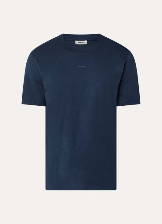 Sandro T-shirt met logo - voorkant 3 donkerblauw
