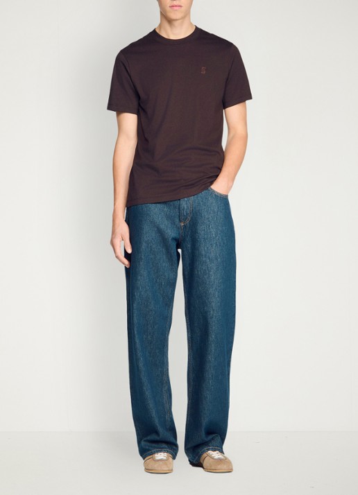 Sandro T-shirt met logo - voorkant 3 chocoladebruin