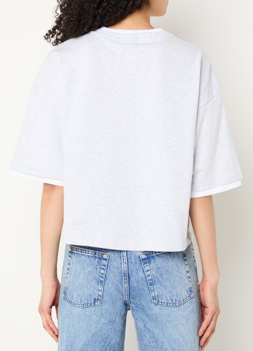 Sandro T-shirt met logoborduring - achterkant 3 grijsmele