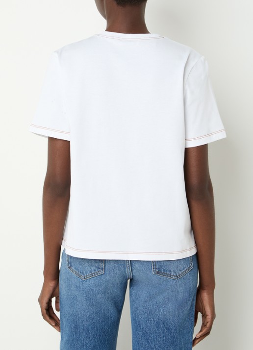 Sandro T-shirt met pailletten en siernaad - achterkant wit