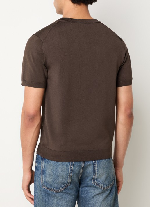 Sandro T-shirt met ronde hals - achterkant chocoladebruin