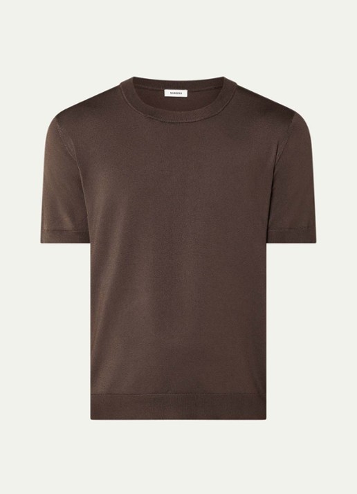 Sandro T-shirt met ronde hals - voorkant 3 chocoladebruin
