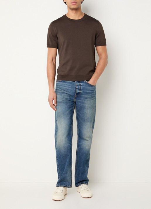 Sandro T-shirt met ronde hals - voorkant 4 chocoladebruin