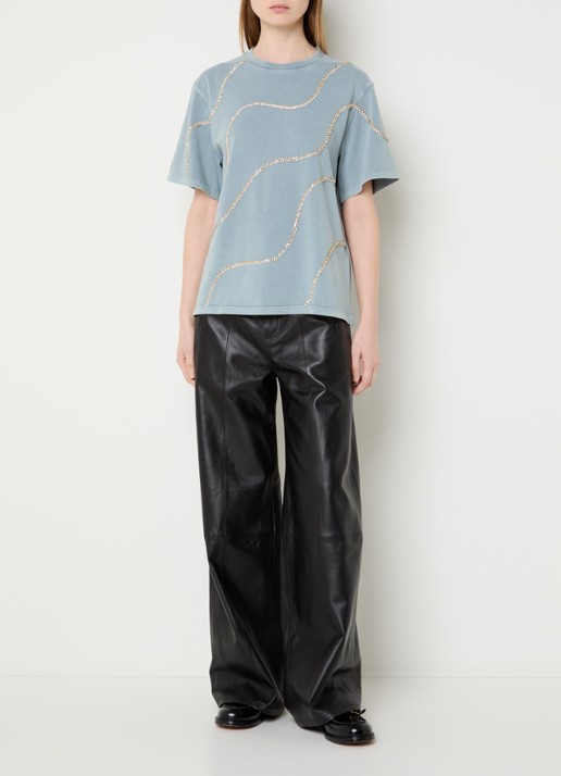 Sandro T-shirt met strass - voorkant 3 blauwgrijs
