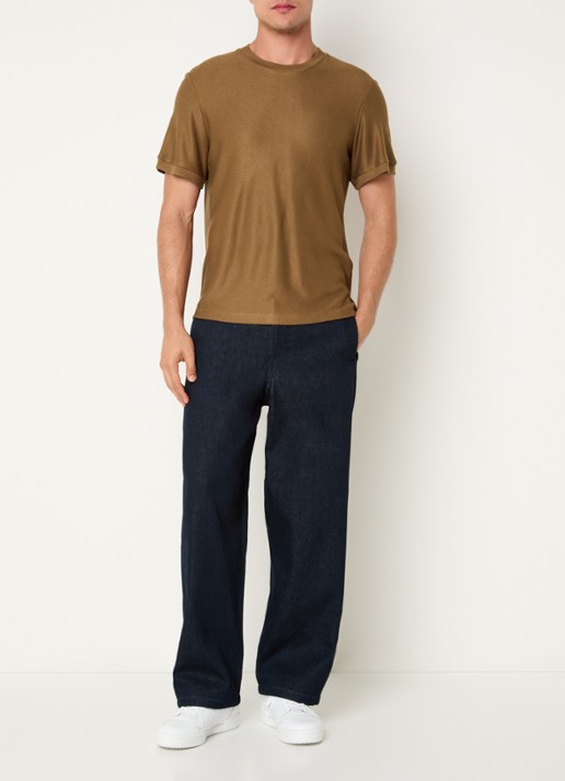 Sandro T-shirt met structuur - voorkant 3 camel