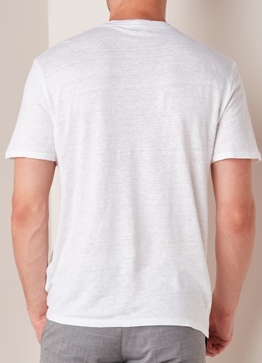 Sandro T-shirt van linnen met ronde hals - achterkant wit