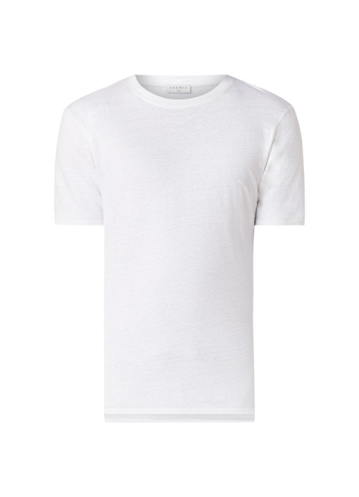 Sandro T-shirt van linnen met ronde hals - voorkant 2 wit