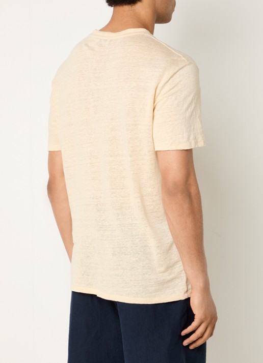 Sandro T-shirt van linnen met ronde hals - achterkant creme