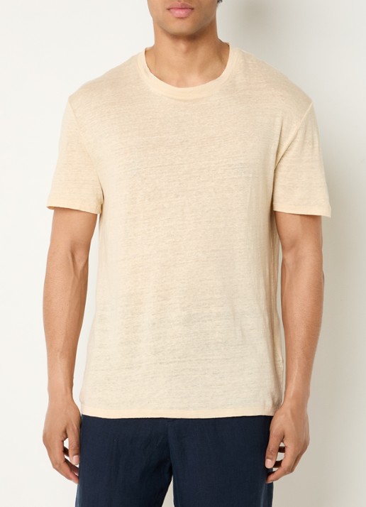 Sandro T-shirt van linnen met ronde hals