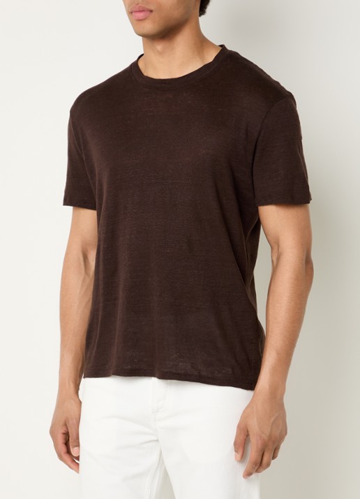 Sandro T-shirt van linnen met ronde hals