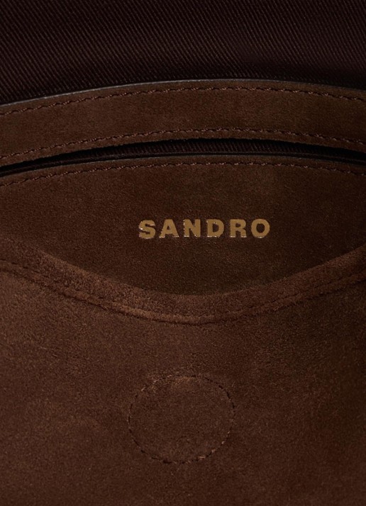 Sandro Tangoso schoudertas van suede met met verstelbare schouderriem - detail 3 brown / bruin
