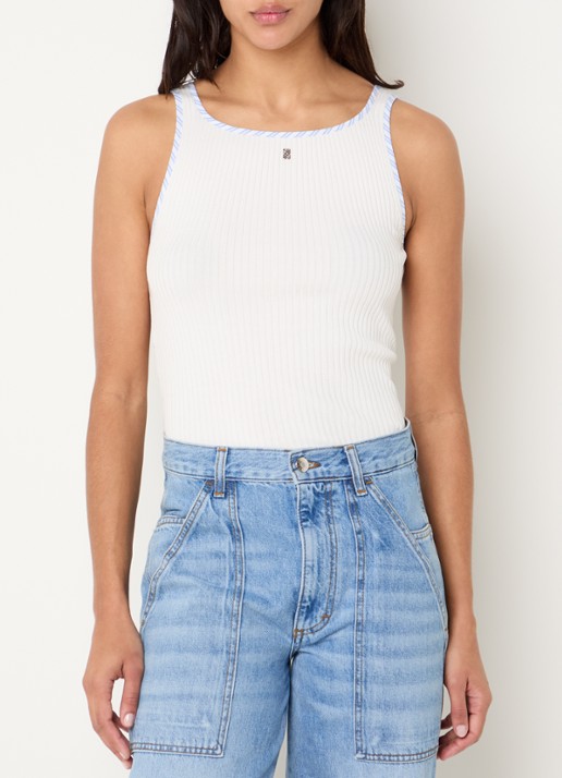Sandro Tanktop met ribstructuur in zijdeblend