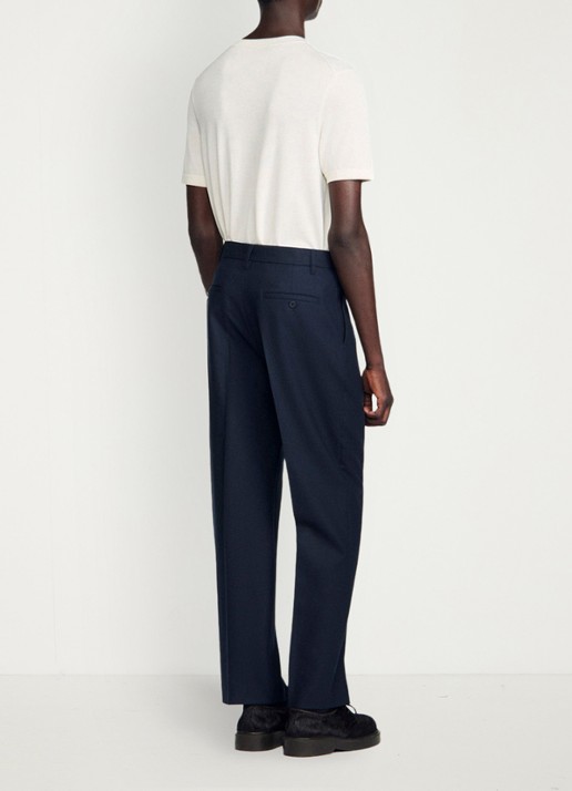 Sandro Tapered fit pantalon van wol - achterkant 6 donkerblauw