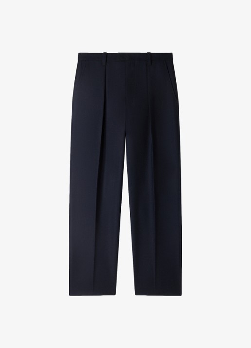 Sandro Tapered fit pantalon van wol - voorkant donkerblauw