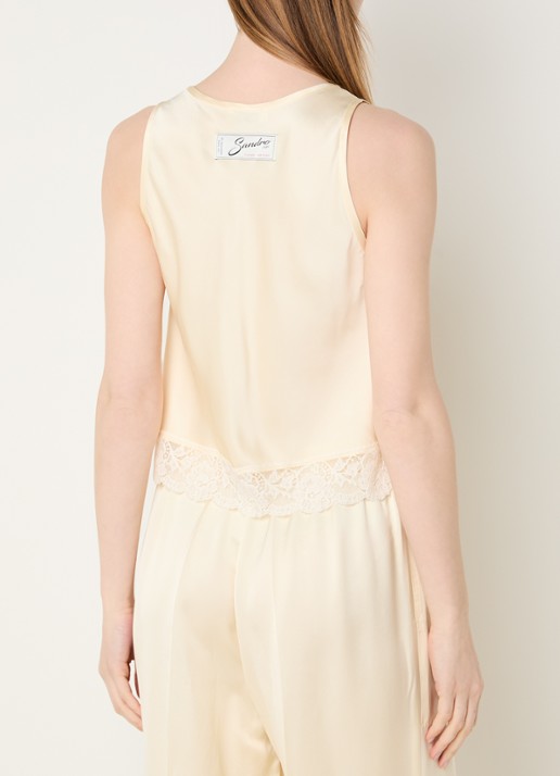 Sandro Top met broderie en ronde hals - achterkant 4 vanillegeel