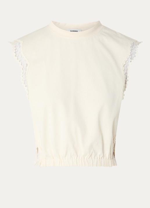 Sandro Top met details van kant - voorkant beige