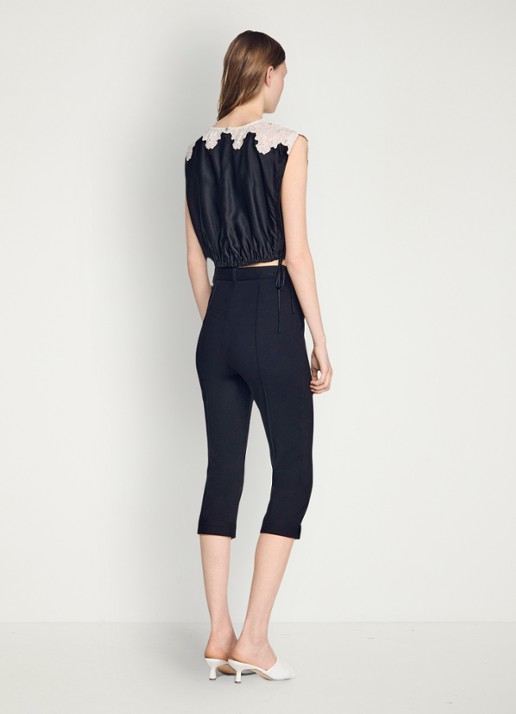 Sandro Top met details van kant - achterkant 6 zwart / ecru