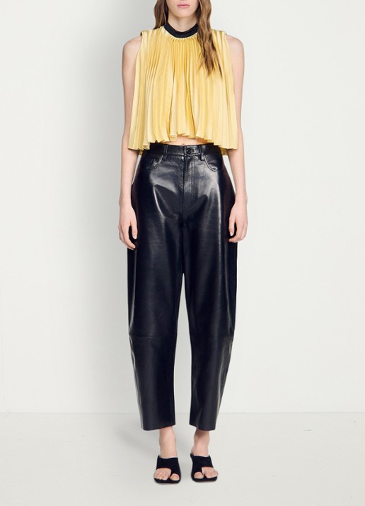 Sandro Top met plissé en strik detail - detail 6 straw / beige