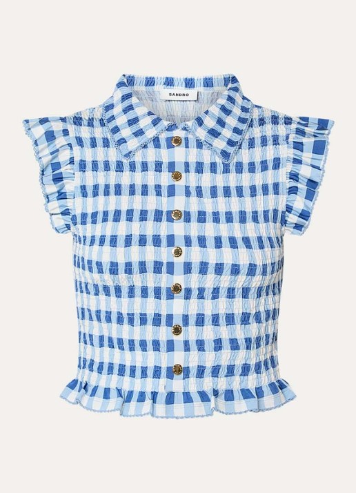 Sandro Top met sierknopen en smockwerk - voorkant blauw
